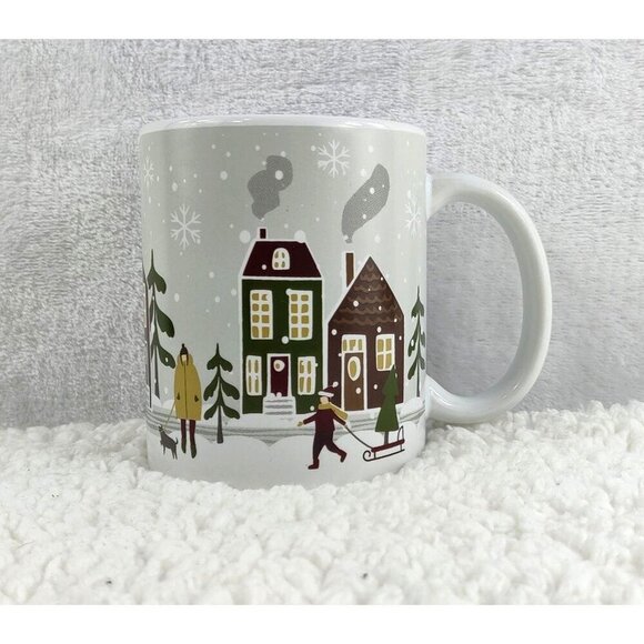 DesignPac Coffee Mug Winter Village Snow Scene Holiday Season Christmas Cottages - Picture 1 of 9